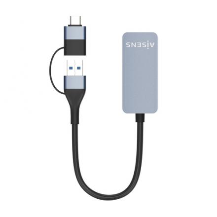 CABLE CONVERSOR AISENS USB3.2 GEN1 USB-A+USB-C A ETHERNET 2.5G GRIS 15CM