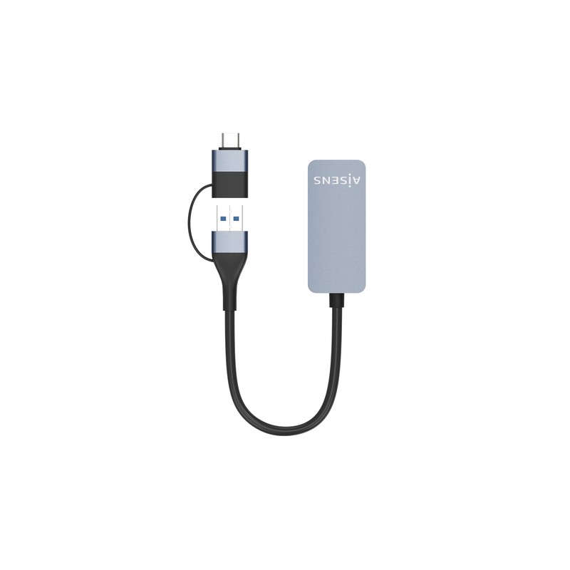 CABLE CONVERSOR AISENS USB3.2 GEN1 USB-A+USB-C A ETHERNET 2.5G GRIS 15CM