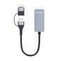 CABLE CONVERSOR AISENS USB3.2 GEN1 USB-A+USB-C A ETHERNET 2.5G GRIS 15CM