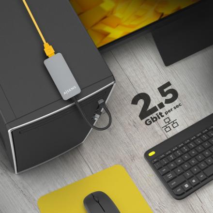 CABLE CONVERSOR AISENS USB3.2 GEN1 USB-A+USB-C A ETHERNET 2.5G GRIS 15CM