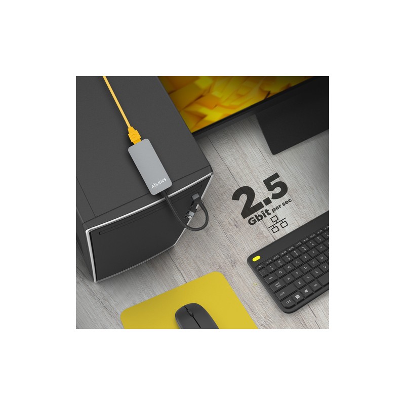 CABLE CONVERSOR AISENS USB3.2 GEN1 USB-A+USB-C A ETHERNET 2.5G GRIS 15CM