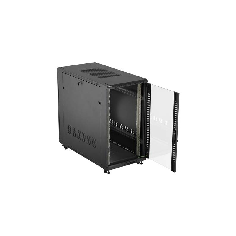 ARMARIO LANBERG RACK 19" 22U 600X1200 FLAT PACK PUERTA CRISTAL NEGRO