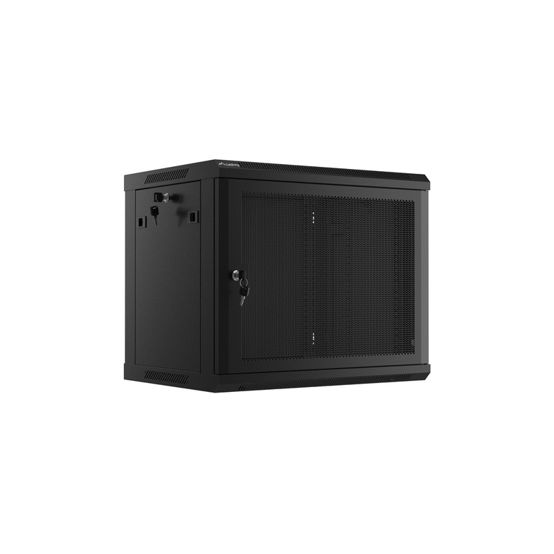 ARMARIO LANBERG 9U 600X450 CON PUERTA PERFORADA RACK 19 H-60 KG NEGRO FLAT PACK
