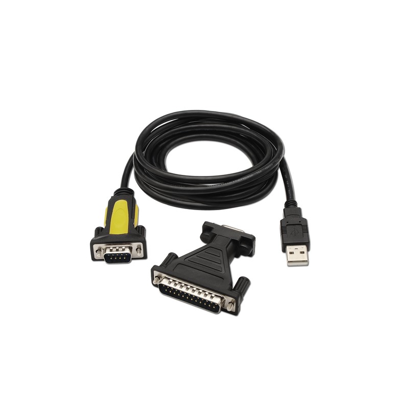CONVERSOR AISENS USB A SERIE A/M-RS232 DB9/M DB25/M NEGRO 1.8M