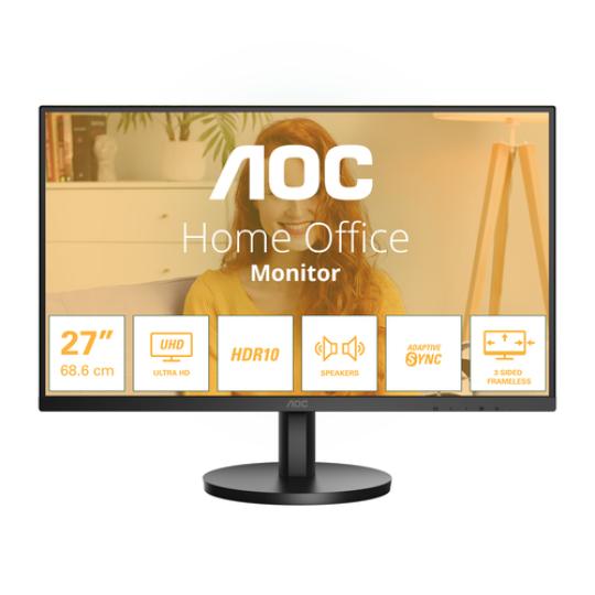 MONITOR 27" DP HDMI AOC U27B3A IPS UHD 3840x2160 4MS 60Hz 2x2W VESA 100x100 NEGRO