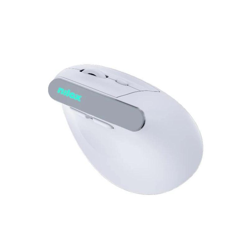 Nilox ratón wir vertical rec. silen 1600dpi blanco