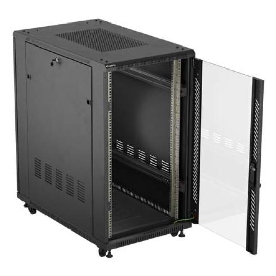 ARMARIO LANBERG RACK 19" 22U 600X1000 FLAT PACK PUERTA CRISTAL NEGRO