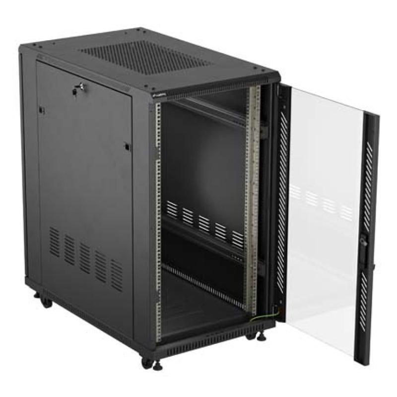 ARMARIO LANBERG RACK 19" 22U 600X1000 FLAT PACK PUERTA CRISTAL NEGRO