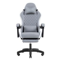 SILLA GAMER MARS GAMING MGCXFSW FABRIC RECLINABLE REPOSAPIES EXTENSIBLE DISEÑO TEXTIL BLANCO PLATA