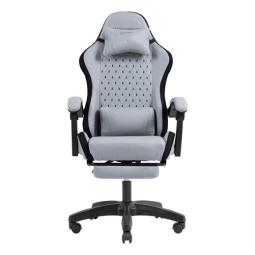 SILLA GAMER MARS GAMING MGCXFSB FABRIC RECLINABLE REPOSAPIES EXTENSIBLE DISEÑO TEXTIL NEGRO PLATA