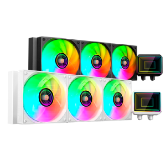 SISTEMA DE REFRIGERACION LIQUIDA MARS GAMING ML-TWO360W 3x120mm ARGB 600W TDP COLOR BLANCO