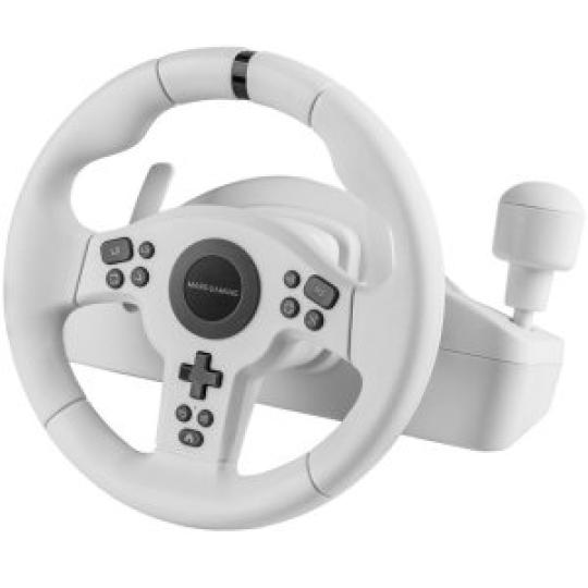 VOLANTE MARS GAMING MWHRSXONEW DRIVESENSE 270º PEDALES Y PALANCA MULTIPLATAFORMA BLANCO