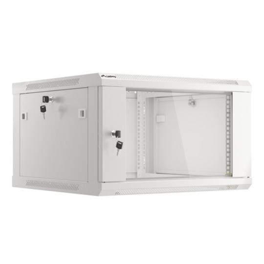 ARMARIO LANBERG MURAL RACK 19â? 6U 600X600 FLAT PACK PUERTA CRISTAL GRIS