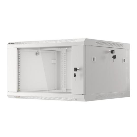 ARMARIO LANBERG MURAL RACK 19â? 6U 600X600 FLAT PACK PUERTA CRISTAL GRIS