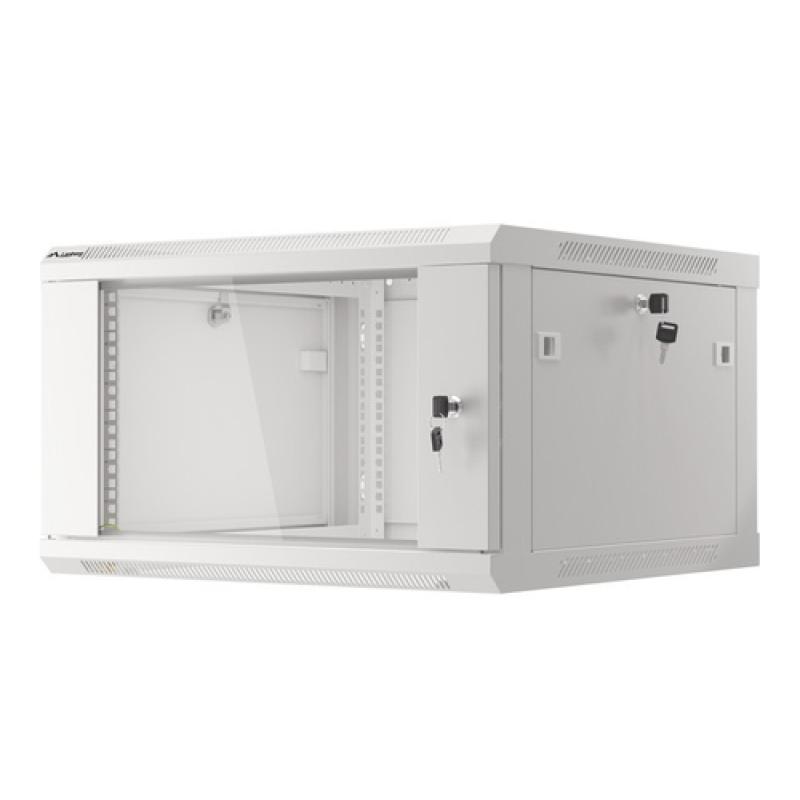 ARMARIO LANBERG MURAL RACK 19â? 6U 600X600 FLAT PACK PUERTA CRISTAL GRIS