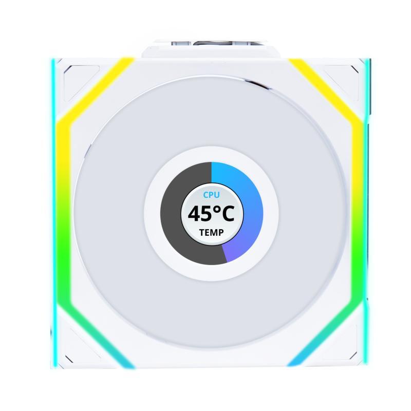 Lian Li Uni Fan SL LCD ARGB 120mm Wireless Blanco