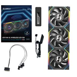 Lian Li Uni Fan SL LCD ARGB 120mm Triple Pack Wireless Negro