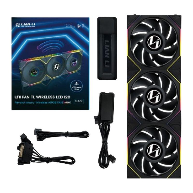 Lian Li Uni Fan TL120 Wireless LCD ARGB 120mm Triple Pack Negro