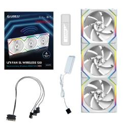 Lian Li Uni Fan SL120 Wireless ARGB Reverse Blade 120mm Triple Pack Blanco