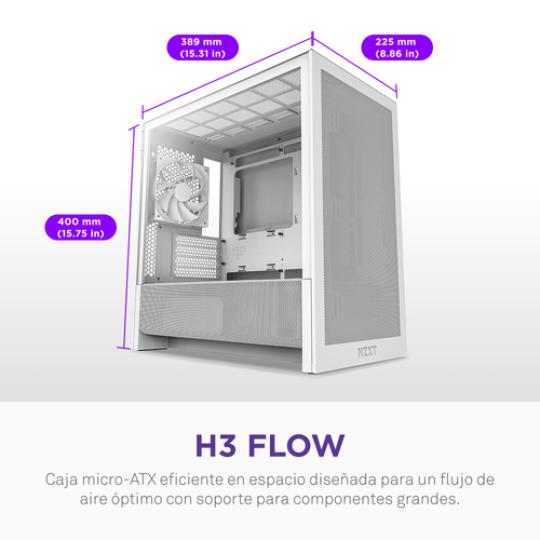 NZXT H3 Flow (2025) mATX Blanco