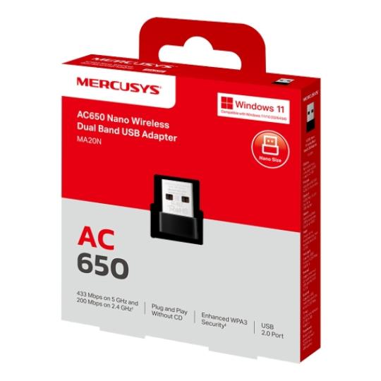 USB WIFI MERCUSYS MA20N AC650 NANO 433Mbps USB 2.0