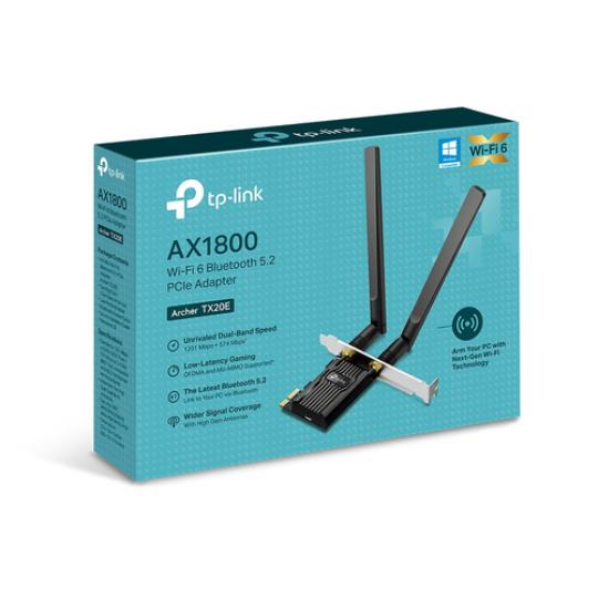 PCI EXPRESS WIFI 6 DUALBAND Y BLUETOOTH 5.2 TP-LINK ARCHER TX20E UN-B AX1800 2 ANTENAS DE ALTA GAN