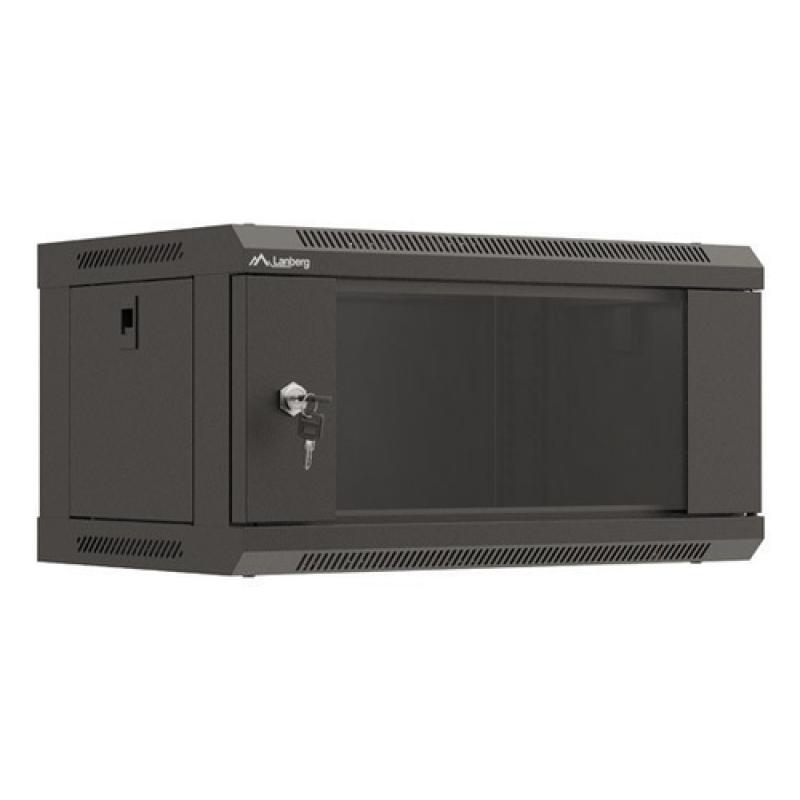 ARMARIO LANBERG MURAL RACK 19" 4U 540X350 FLAT PACK NEGRO PUERTA CRISTAL