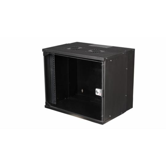 ARMARIO MURAL 19" EQUIP ECO MOUNT 9U EWM-09-5440-B 540x400x463 COLOR NEGRO PUERTA CRISTAL TEMPLADO