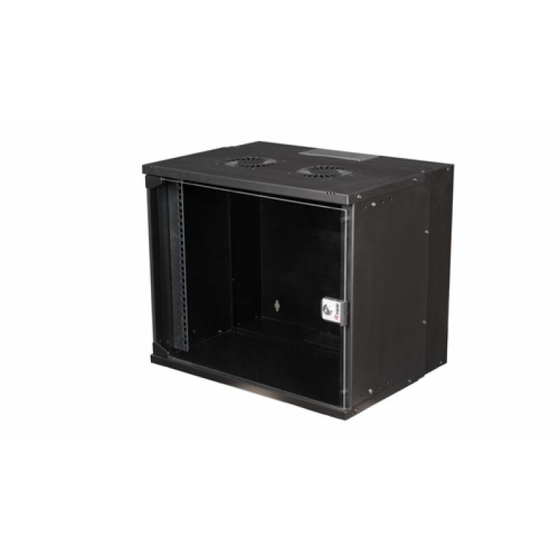 ARMARIO MURAL 19" EQUIP ECO MOUNT 9U EWM-09-5440-B 540x400x463 COLOR NEGRO PUERTA CRISTAL TEMPLADO