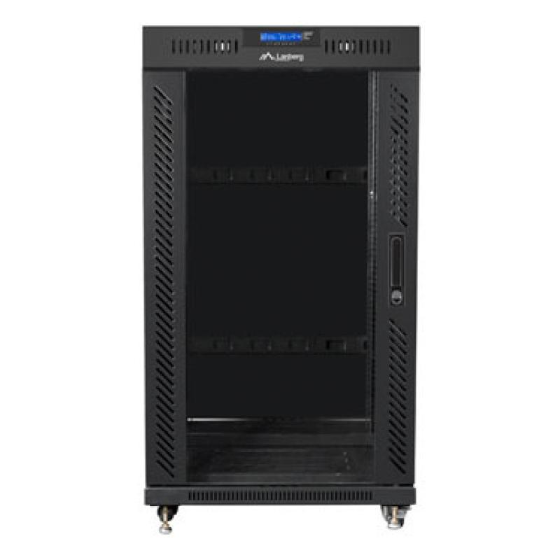 ARMARIO RACK LANBERG 22U 600X600 FLAT PACK PUERTA CRISTAL CON LCD NEGRO