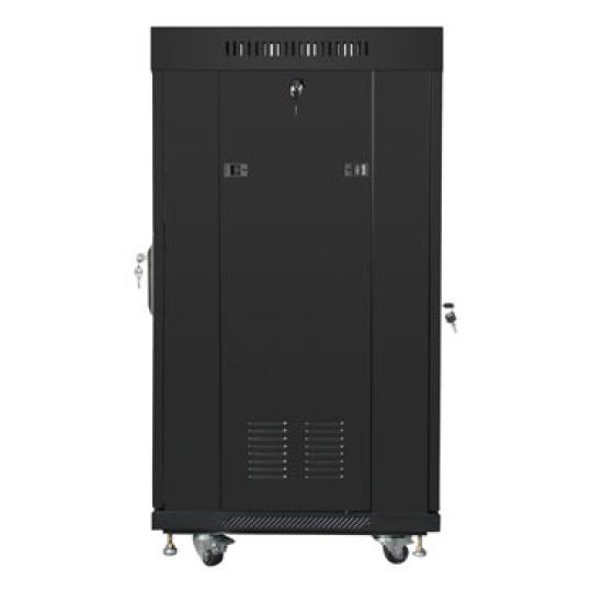 ARMARIO RACK LANBERG 22U 600X600 FLAT PACK PUERTA CRISTAL CON LCD NEGRO