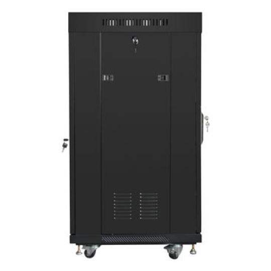 ARMARIO RACK LANBERG 22U 600X600 FLAT PACK PUERTA CRISTAL CON LCD NEGRO