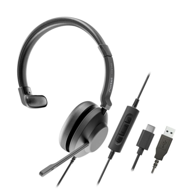 Axtel One Auriculares con Microfono USB - Conexion USB-A - Controles de Audio Integrados - Estereo