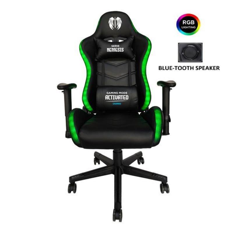 Cromad Serie Nemesis Silla Gaming RGB - Estructura Robusta - Piel Sintetica de Alta Calidad - Altura Regulable con Piston de Gas
