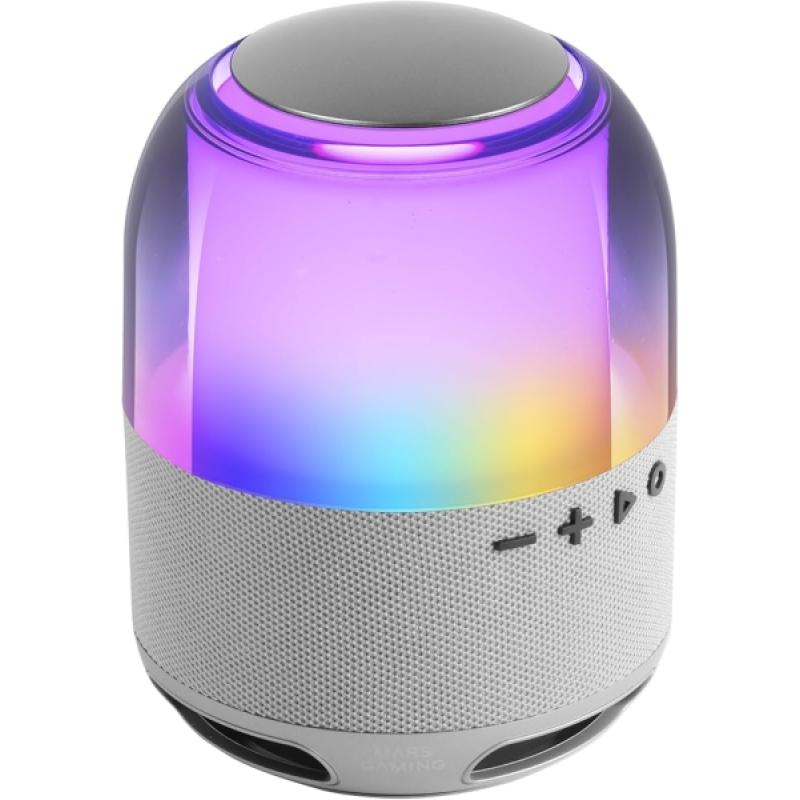 Mars Gaming MS-FLOW Altavoz Bluetooth de 15W - Luces RGB 360 Grados - Bateria de 2000mAh - Compacto - Alcance hasta 10m - Color 