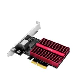 Cudy Adaptador de Red PCIe - Velocidad hasta 10 Gbps - Autoadaptativo - PCI Express 3.0 x4 - Color Negro/Rojo