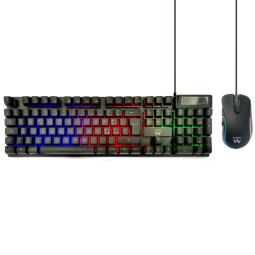 Ewent Pack Teclado + Raton Gaming - Iluminacion RGB - Disposicion Italiana QWERTY IT - 3600dpi - 12 Teclas Multimedia - Cable de