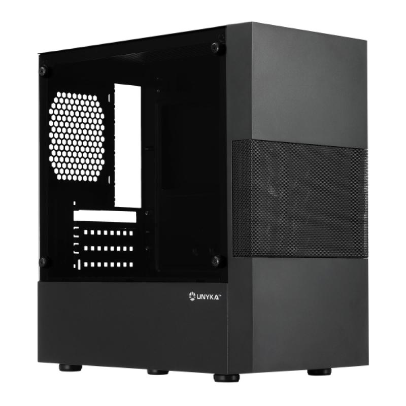Unykach Aero C25 Caja MicroATX - Fuente de Alimentacion 500W Incluida - Tamaño Disco Soportado 3.5", 2.5" - USB-A 3.0 y Audio