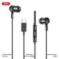XO EP81 Auriculares Intrauditivos con Microfono - Conexion USB-C - Cable de 1.20m - Color Negro