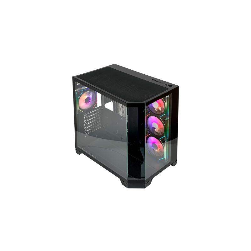 L-Link Nova Caja ATX - Cristal Templado Continuo - 4 Ventiladores RGB - USB 3.0 - Color Negro