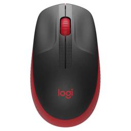 Logitech M190 Full Size Raton Inalambrico USB 1000dpi - 3 Botones - Gran Tamaño - Uso Ambidiestro - Color Negro/Rojo