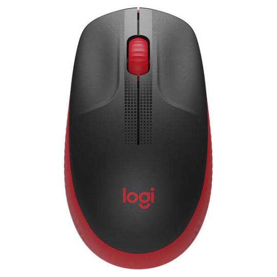 Logitech M190 Full Size Raton Inalambrico USB 1000dpi - 3 Botones - Gran Tamaño - Uso Ambidiestro - Color Negro/Rojo