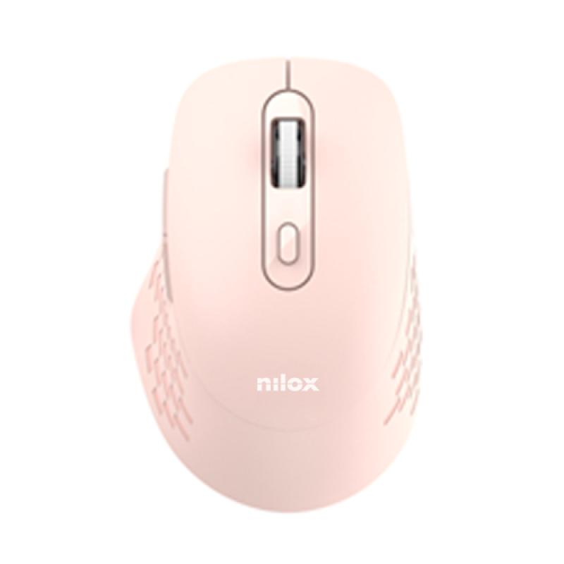 Nilox ratón dual wireless 1600dpi silen. rosa