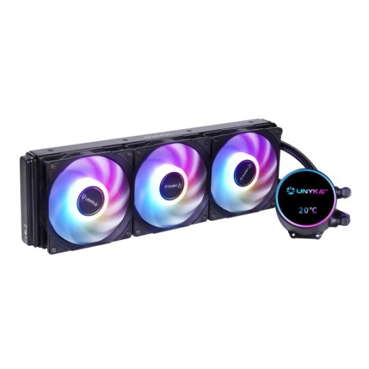Unykach Aquastorm NEO 360 Kit de Refrigeracion Liquida - 3 Ventiladores de 120mm - Iluminacion RGB - Visualizacion Temperatura C