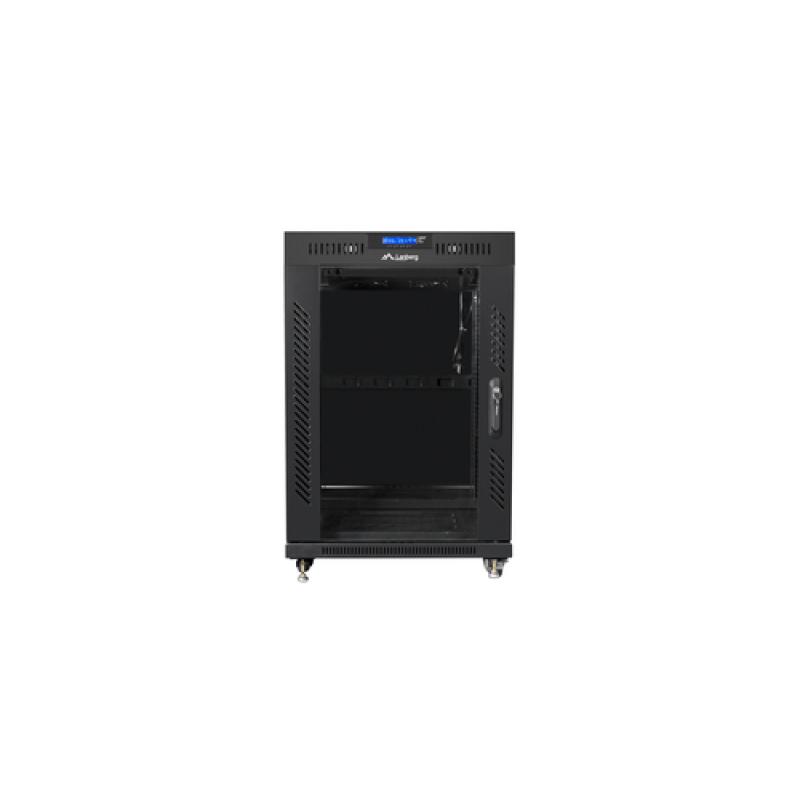 ARMARIO LANBERG RACK 19" 15U 600X800 FLAT PACK NEGRO PUERTA CRISTAL CON LCD