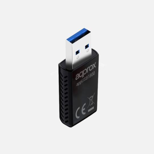 USB WIFI 6 APPROX APPUSB1800 1800 Mbps 1201Mbps EN 5 GHz NEGRO