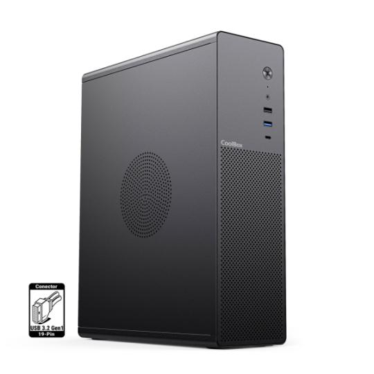 CoolBox T100 Slim Caja Torre Micro ATX, Mini ITX - Tamaño HDD 2.5" - USB 3.2, USB-C - Color Negro