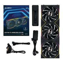 Lian Li Uni Fan TL120 Wireless LCD ARGB Reverse Blade 120mm Triple Pack Negro