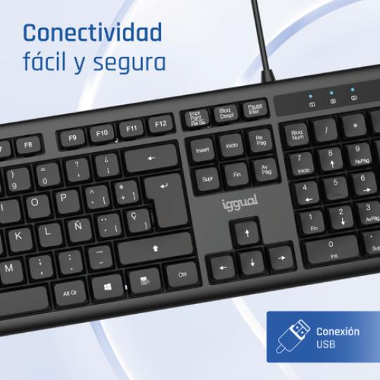 Iggual teclado usb estándar ck-office-105t negro