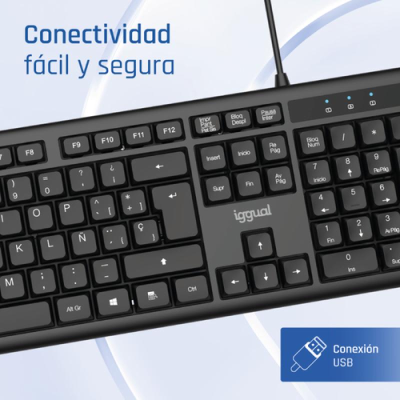 Iggual teclado usb estándar ck-office-105t negro